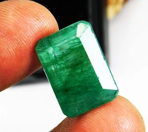 Certified 12.40 Ct Natural Emerald Shape Colombian Green Emerald loose Gemstone - Picture 1 of 4