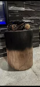 Tree Stump Stool, Stand- Rose Gold/Black-13 Inches Tall - Picture 1 of 4