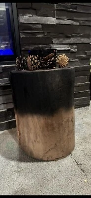 Tree Stump Stool, Stand- Rose Gold/Black-13 Inches Tall - Image 1 of 4