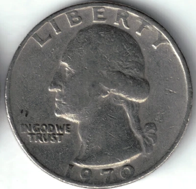 USA - 1970P - Washington ¼ $ - Heraldic Eagle - Rare, No Mint Mark - #18342 - Image 1 of 2