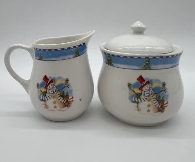 Juego de crema y azúcar muñeco de nieve conjunto de crema y azúcar de Navidad Foto 1 de 4