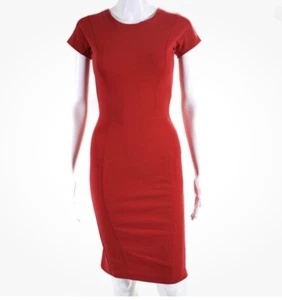 Stella McCartney Tomato Red Short Sleeve Compact Jersey Dress Size 38 - Picture 1 of 12