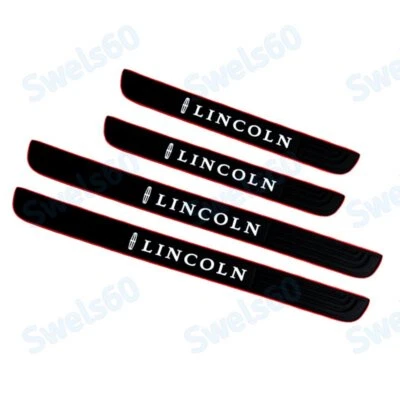 4PCS Black Rubber Car Door Scuff Sill Cover Panel Step Protector For Lincoln - Image 1 of 4