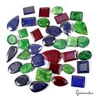 1000 Ct/36Pc Natural Emerald Ruby Sapphire 14-33mm Loose Faceted Gemstones Lot