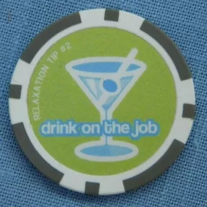 Chip Poker Vintage Obsoleto UNOFFICE " Bevanda sul Lavoro " - Foto 1 di 2