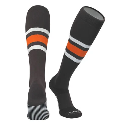 Striped OTC Baseball, Softball, Football Socks - Brown, White, Orange - Image 1 of 4