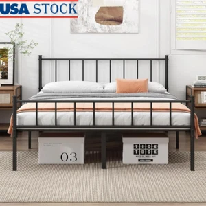 Queen Bed Frame W/ Steel Slat Support Under Bed Storage No Box Spring Needed Hot - Picture 1 of 10