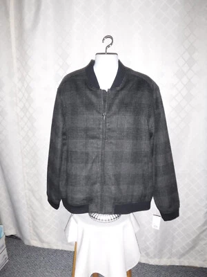 Long Sleeve Full Zip Lined Bomber Jacket XXL ,APT.9 Charcoal Black Plaid NWT - Image 1 of 4