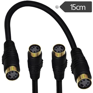 S-Video Mini Din 4-Pin Female to Female Connector Video DVD HDTV Adapter Cable - Picture 1 of 13