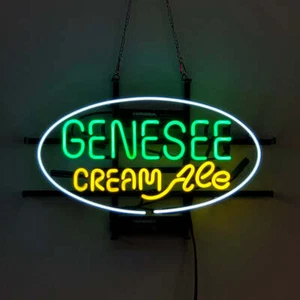 Genesee Cream Ale Bier 20"x16" Neonlicht Schild Lampe Echtglas Wanddeko - Bild 1 von 14