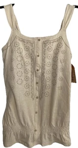MUDD Off White Peasant Peplum Tank Top Size Girls XL(16) Faux Button Front Adj - Picture 1 of 17