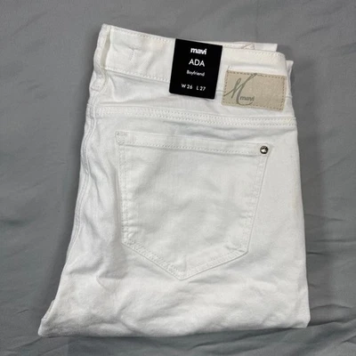 Pantalones de mezclilla para mujer Mavi ADA Boyfriend blancos adornados con perlas W26 L27 Foto 1 de 4