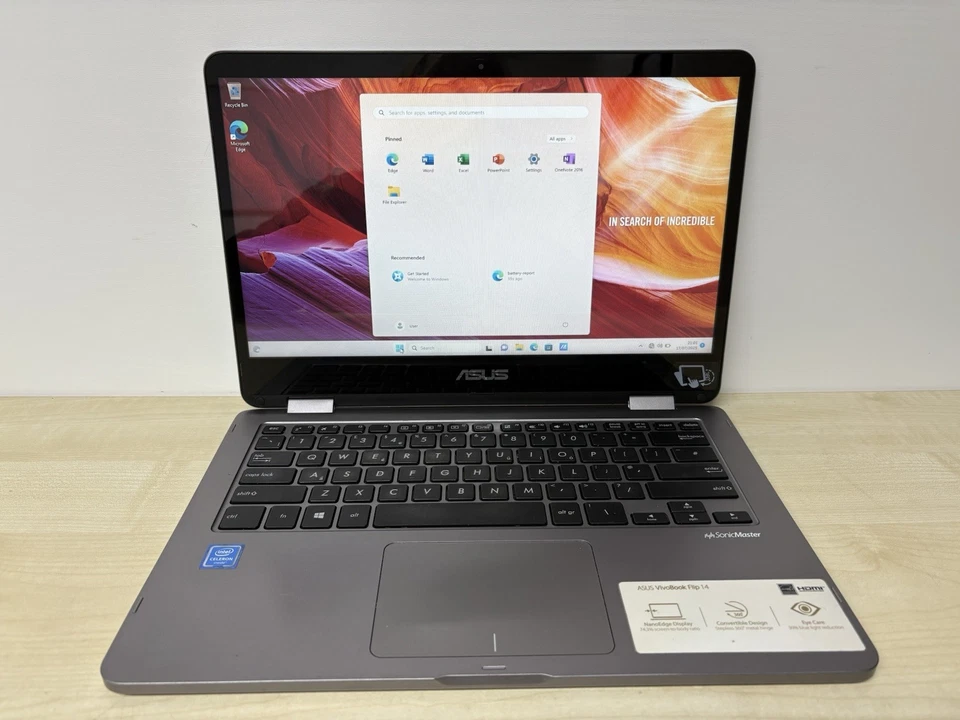 ASUS VivoBook Flip 14 TP401M Laptop Intel N4020 4GB RAM 64GB Touchscreen Win 11 - Image 1 of 4