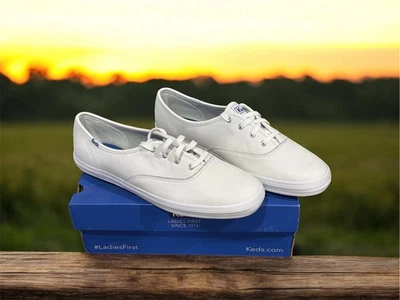 Keds WH45750 Champion Womens Leather Sneakers Sz 10 White Lace Up Flat Shoes - Image 1 of 4