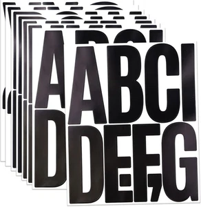8 Sheets 5 Inch Black Letters Stickers, 78 Pieces Large Vinyl Alphabet Punctuati - Picture 1 of 8