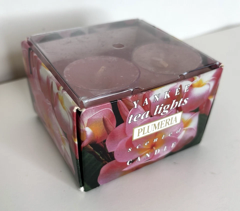 Yankee Candle Plumeria Set of 10 Unused Tea Lights in Box Pink Floral Candles - Image 1 of 4