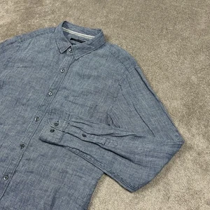 Banana Republic Shirt Mens Medium Blue Grant Fit Irish Linen Button Up Casual - Picture 1 of 9