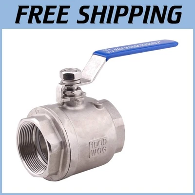 Heavy Duty 2" NPT Ball Valve Stainless Steel 304 Blue Handle - Image 1 of 4
