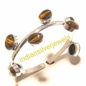 Tiger Eye Cuff Tiger Eye Bangle Tiger Eye Bracelet Gemstone Handmade Cuff A4 - Picture 1 of 1
