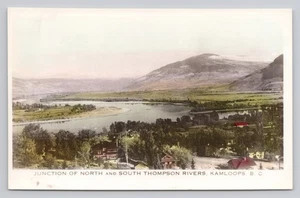 Postal tintada RPPC Junction of North South Thompson Rivers Kamloops BC Canadá - Imagen 1 de 2
