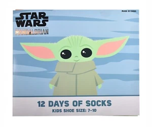 STAR WARS THE MANDALORIAN 12-DAYS OF SOCKS VARIETY BOX SET Kids Size 4 - 10 New - Picture 1 of 3