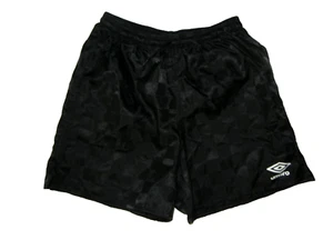 UMBRO Black/White Thin Nylon CHECKERED SOCCER SHORTS Running Gym Kid YOUTH M - Picture 1 of 6