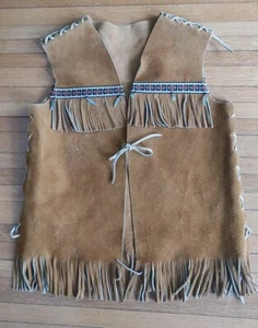 Suede Handmade Native American Inspired Fringe Vest: Adult Size - Picture 1 of 10