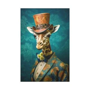 Leinwand Kunstdruck | Viktorianisches Giraffenporträt | Türkis Rückseite Viktorianisches Hochzeitsteil - Bild 1 von 19