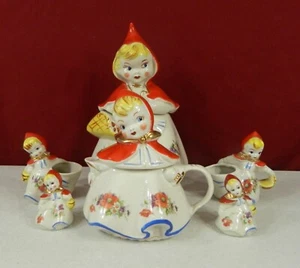Hull Little Red Riding Hood Cookie Jar & teapot Set & Salt Pepper - Picture 1 of 12