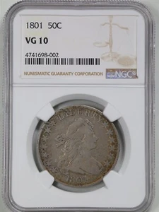 1801 50C Draped Bust Half Dollar VG10 NGC 4741698-002 R.4 O-102 - Picture 1 of 2