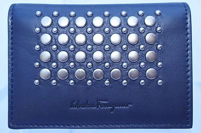 Nuevo Salvatore Ferragamo Hombre Cartera Doble Plegable Soporte CC Tarjeta de Crédito Azul Foto 1 de 4