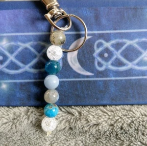 Guardian angel key chain bag charm crystal healing angelite apatite labradorite - Picture 1 of 2
