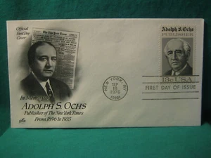 First Day Issue-ArtCraft Cachet-13c Adlph S. Ochs-NY Times Publisher-Scott #1700 - Picture 1 of 1