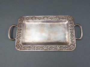 Bandeja para servir rectangular floral de plata esterlina A. Fajardo México .925 - Imagen 1 de 6