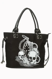 Banned Skulls Roses Watch Steampunk Gothic Handbag Tote Bag Alternative Punk - Picture 1 of 3