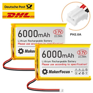 2 x 3,7 V 6000 mAh LiPo-Akku, wiederaufladbar, 1S 3C 105080 Lithium-Polymer-Akku - Bild 1 von 9