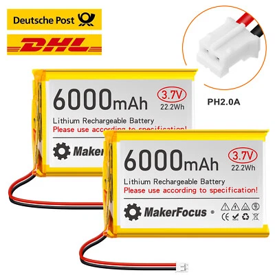 2 x 3,7 V 6000 mAh LiPo-Akku, wiederaufladbar, 1S 3C 105080 Lithium-Polymer-Akku - Bild 1 von 4