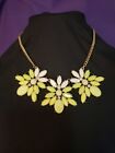 Pastel Statement Necklace In Gold Tone With Ornate Opaque Rhinestone Bead Panels
