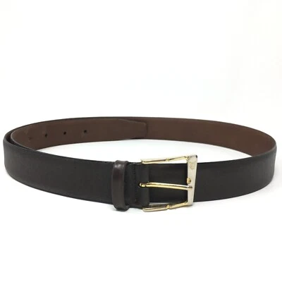 Christian Dior Spain Dress Belt Mens Size 36 Brown Leather Brass Buckle 228873 - Image 1 of 4