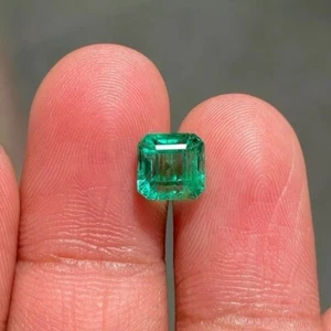Natural Green Colombian Emerald GIE Certified Asscher Cut 9x9 MM Loose Gemstone - Picture 1 of 8