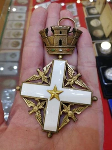 ITALIA ORDEN OF ITALIANO MÉRITO GRANDE BERMELLÓN PLATA Y ESMALTES BANDA INSIGNIA CRUZADA MEDALLA - Imagen 1 de 5