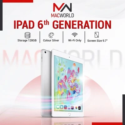 Apple iPad 6th Gen 128GB WiFi Only 9.7" Retina Display Silver D Grade Touch ID - Image 1 of 4