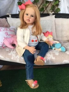 30inch Painted Reborn Baby Doll Kit Handmade Toddler Girl Rooted Hair DIY Parts - Picture 1 of 6