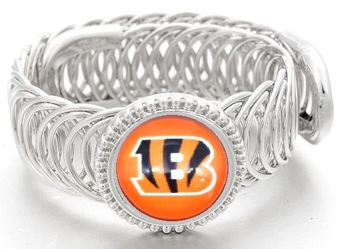 Cincinnati Bengals Football Sterling Silver Mens Womens Wrap Bracelet w Gift D11 Cover