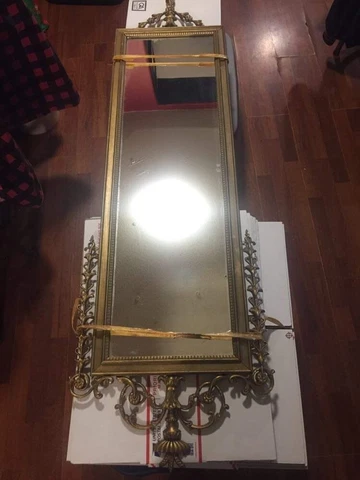 Vintage Large 60"x18" Bronze And Wood Louis XV Style Gilt Wall Mirror Cover