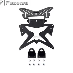 Motorcycle Adjustable License Number Plate Holder LED Light Bracket Fender Black - Picture 1 of 8