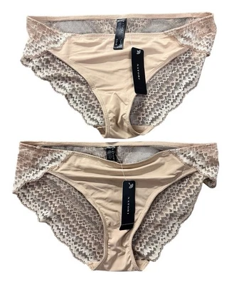 Lote de 2 NOVAS Calcinhas de Biquíni Natori Breakout Renda Café Marfim Tamanho Pequeno P Novo com etiquetas - Imagem 1 de 3