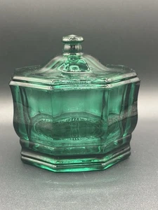 Indiana Glass Emerald Teal Green Concord Octogon Candy Jar With Lid Vintage EUC - Picture 1 of 6