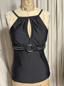 Ellen Tracy Womens Blk Iankini Swim Top Sz 10 Pre-owned  - Picture 1 of 11