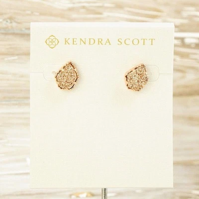 NWOT Kendra Scott Tessa Rose Gold Drusy Stud Earrings Rose Gold Tone - Image 1 of 4